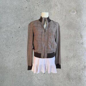 2000s brown zip up jacket